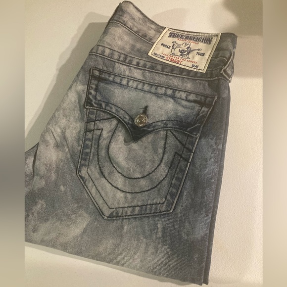 Vintage 2014 True Religion Straight w/flaps in Rare “INDIGO CAMO” wash 32”x33.5” - Picture 1 of 13